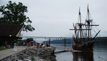 The Half Moon docked at Marist College in Poughkeepsie.